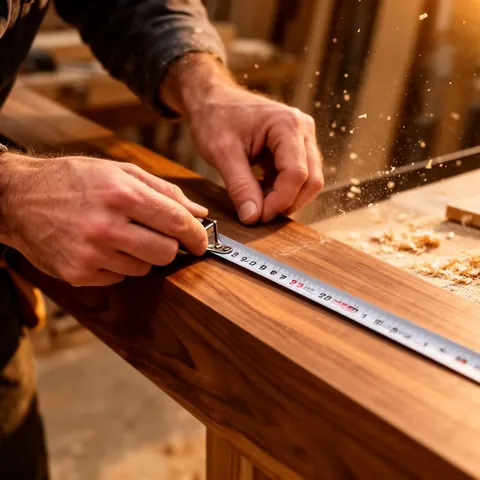 NextStep Builders craftsman measuring a custom wood beam